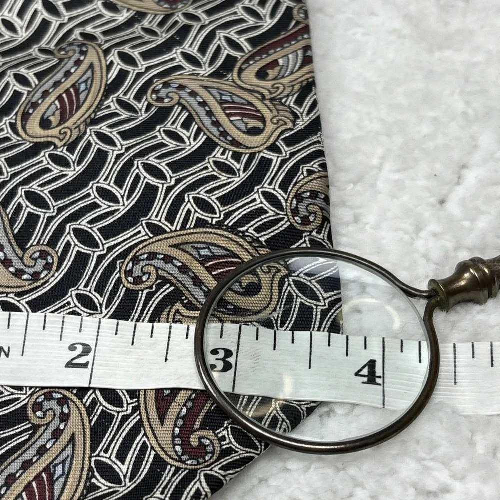 Vintage Salvatori Tie Paisley Harp Black Optical Illusion Hypnotic 3.75x59